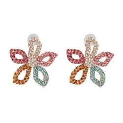 UR fashion flowers ear stud high-end Rhinestone gradual change color earrings ..