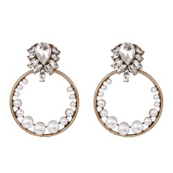 UR summer color fashion earrings occidental style lady circle Pearl Earring
