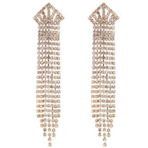 fine  occidental style fashion concise Metal crown bright diamond tassel personality exaggerating ear stud