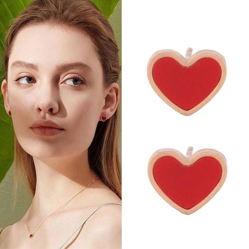 fine titanium steel woman ear stud  titanium steel concise love personality woman ear stud