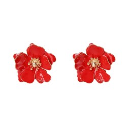 brief samll ear stud enamel petal Pearl ear stud occidental style flowers earr..