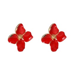brief ear stud enamel petal Pearl ear stud occidental style flowers earrings