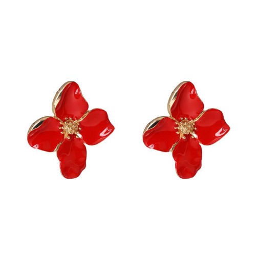 brief ear stud enamel petal Pearl ear stud occidental style flowers earrings