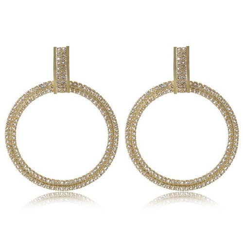 occidental style exaggerating geometry circle circle diamond Round earrings female fashion Bohemia ear stud