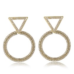 occidental style exaggerating geometry triangle diamond Round earrings female ..