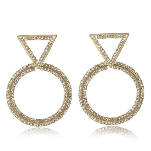 occidental style exaggerating geometry triangle diamond Round earrings female fashion Bohemia ear stud