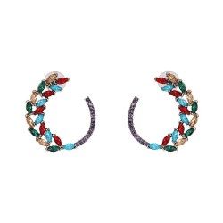  retro temperament Pearl circle earrings occidental style diamond geometry ear..