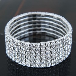  Korean style fashion sweet Metal mosaic Rhinestone bride accessories elastici..