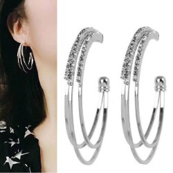 fine  Korean style fashion sweet diamond concise circle personality ear stud