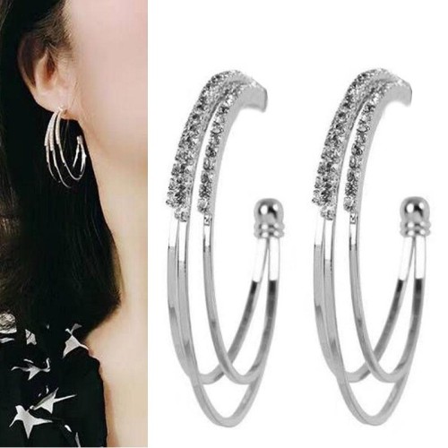 fine  Korean style fashion sweet diamond concise circle personality ear stud