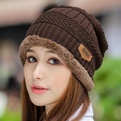 knitting woman thick warm bag head Outdoor Korean style woolen hat