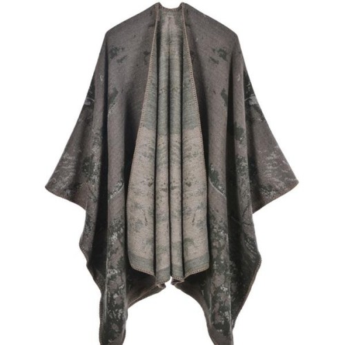 lady scarf shawl creative fashion imitate sheep velvet Jacquard slit thick big warm shawl