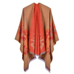 lady Double surface shawl occidental style fashion Jacquard slit thick warm sl..