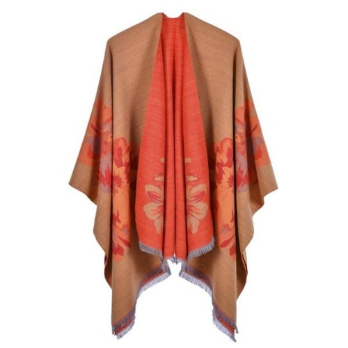 lady Double surface shawl occidental style fashion Jacquard slit thick warm slit shawl