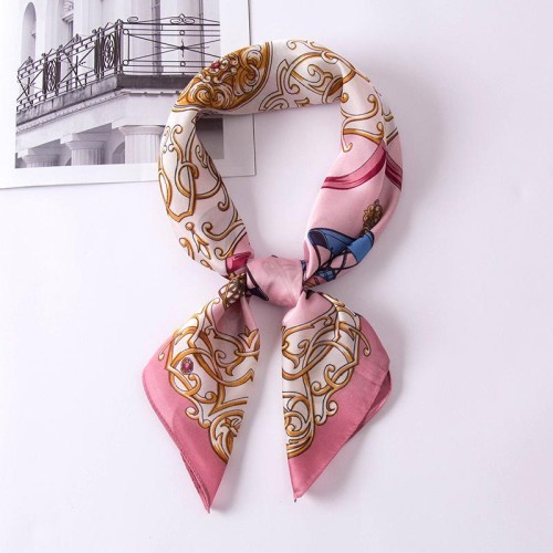 (F  hide powder )scarves woman imitate silk samll Korean style all-Purpose occupation neckerchief print scarf