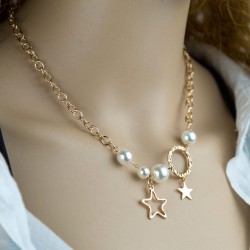 occidental style  trend  Metal concise Five-pointed star Pearl temperament sho..