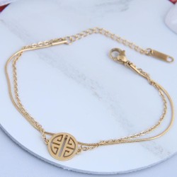 fine Korean style fashion sweetOL concise titanium steel Double layer personal..