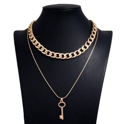 occidental style fashion  Metal concise key Double layer chain temperament nec..