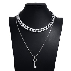 occidental style fashion  Metal concise key Double layer chain temperament nec..