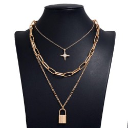 occidental style fashion  Metal concise love three layer chain temperament nec..