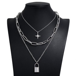 occidental style fashion  Metal concise love three layer chain temperament nec..