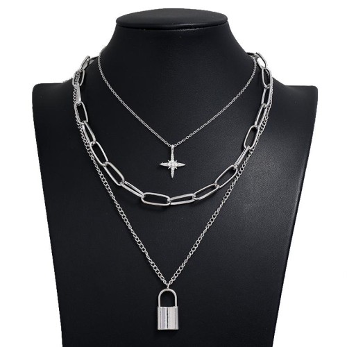 occidental style fashion  Metal concise love three layer chain temperament necklace