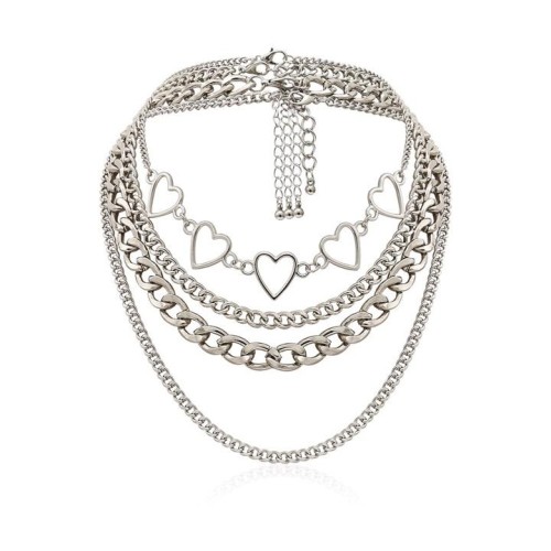 occidental style  punk chain multilayer  fashion brief all-Purpose Peach heart necklace set necklace woma