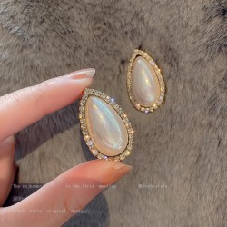 silver drop Pearl diamond ear stud Korea big temperament earrings Autumn and W..
