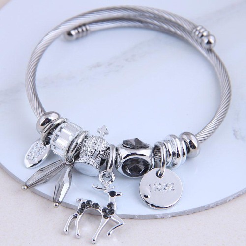 occidental style fashion  Metal all-PurposeDL concise all-Purpose flash diamond fawn accessories personality bangle