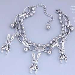 Korea fashion concise stainless steel Beads long personality Double layer temp..