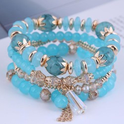 Korean style fashion  concise crystal beads multilayer temperament woman brace..