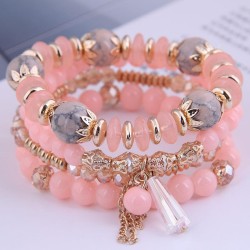 Korean style fashion  concise crystal beads multilayer temperament woman brace..