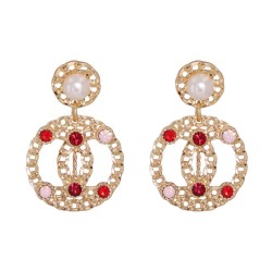temperament Ladies samll wind Pearl circle earrings Korea geometry ear stud