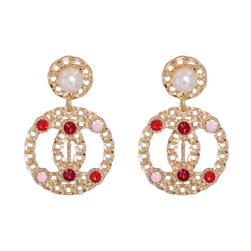 temperament Ladies samll wind Pearl circle earrings Korea geometry ear stud