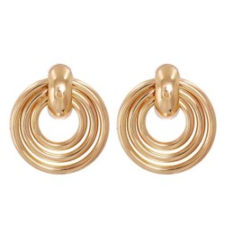  occidental style Earring temperament retro gold three circle ear stud Alloy c..