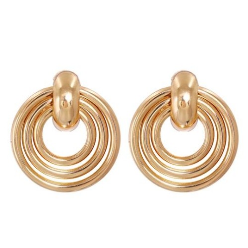  occidental style Earring temperament retro gold three circle ear stud Alloy creative earrings