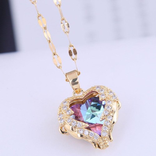 fine   Korean style fashion embed Zirconium angel love personality woman necklace