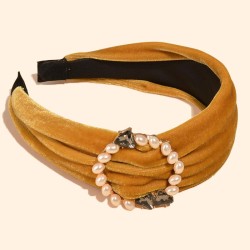 occidental style gold velvet Pearl Headband width Rhinestone Headband fashion ..