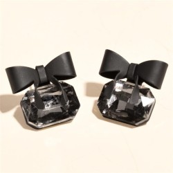 occidental style bow Rhinestone ear stud silver high ear stud samll brief earr..