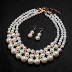   occidental style Pearl necklace  retro multilayer Pearl necklace set sweater..