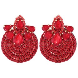  occidental style fashion retro wind multicolor ear stud handmade weave diamon..