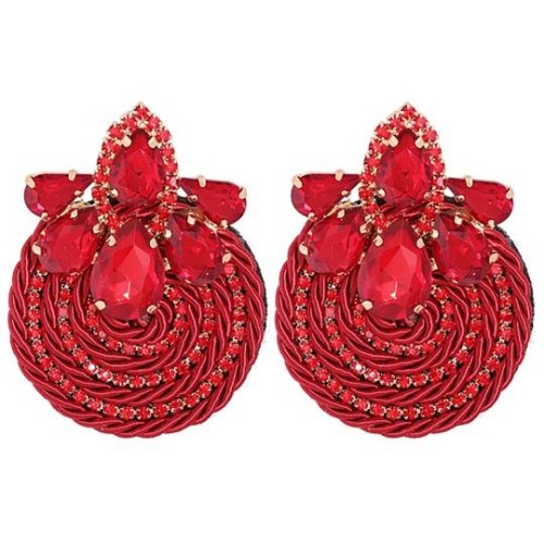  occidental style fashion retro wind multicolor ear stud handmade weave diamond surround earrings woman