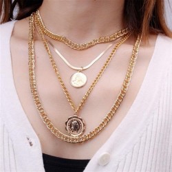 occidental style  multilayer retro flower necklace woman  chain two