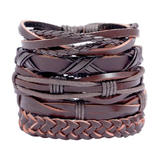 occidental style retro weave leather briefDIY set Cowhide bracelet