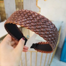 Korea retrou leather Headband  temperament fashion weave Headband  brief head ..