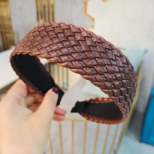 Korea retrou leather Headband  temperament fashion weave Headband  brief head lady