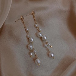 silver Korea big Pearl earrings long style tassel earring samll fashion Earrin..