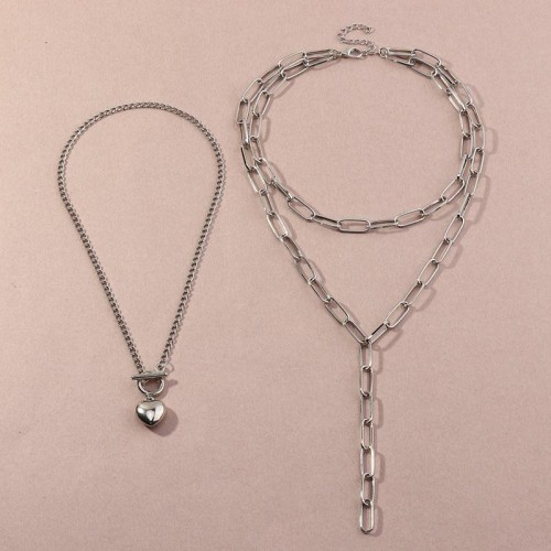  occidental style fashion  creative geometry chain tassel woman  loveO buckle necklace