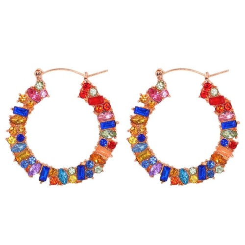  occidental style ear stud fashion all-Purpose temperament color Word Alloy diamond earrings