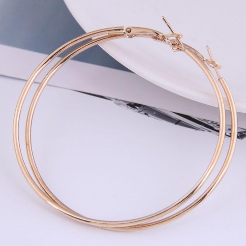 60mm occidental style fashion Metal concise surface temperament buckle ear stud circle
